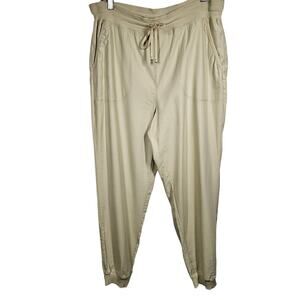 Max Studio Lightweight Cream Cotton + Rayon Drawstring Jogger Pants NWT Size XL